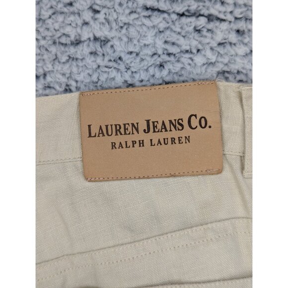 Lauren Ralph Lauren 100% Linen Wide Leg Capris Size 10 Boho Beach Travel Beige - Picture 7 of 16